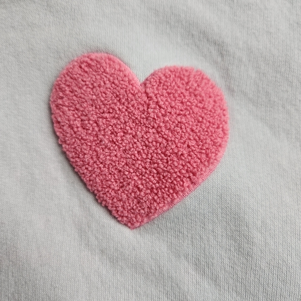 Old Navy, Light Blue Hoodie with Fuzzy Pink Heart Size 8 - Picture 3 of 6